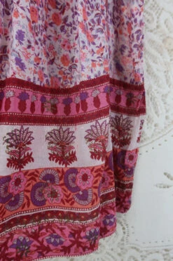 Vintage Indian Block Print Pink Cotton Midi Dress - Size XS -KIKIS Clothing Shop IMG 6060