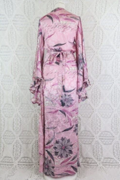 Venus Maxi Wrap Dress - Sunrise Rose & Silver Floral Jacquard - Vintage Indian Sari - XS - S/M 9 Venus Maxi Wrap Dress - Sunrise Rose & Silver Floral Jacquard - Vintage Indian Sari - XS - S/M -KIKIS Clothing Shop IMG 6113 2