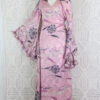 Venus Maxi Wrap Dress - Sunrise Rose & Silver Floral Jacquard - Vintage Indian Sari - XS - S/M