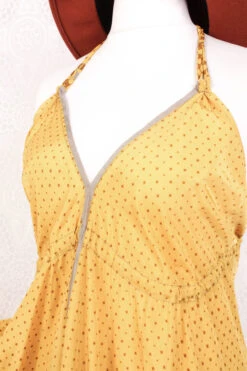 Blossom Mini Halter Dress - Vintage Indian Sari - Soft Yellow & Dijon Twinkle - S/M -KIKIS Clothing Shop IMG 6420 0a0eaa62 91e9 425a 87b3 c536298456a0