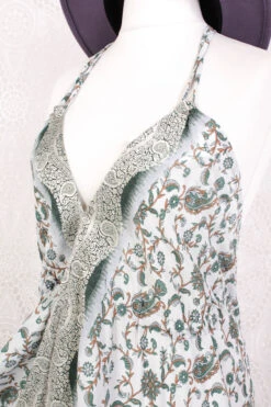 Blossom Mini Halter Dress - Vintage Indian Sari - Crisp Frost, Pine & White Gold Paisley Embroidery - S/M 7 Blossom Mini Halter Dress - Vintage Indian Sari - Crisp Frost, Pine & White Gold Paisley Embroidery - S/M -KIKIS Clothing Shop IMG 6521 7237f86e 6d68 46c4 9576 b0d8c80d8894