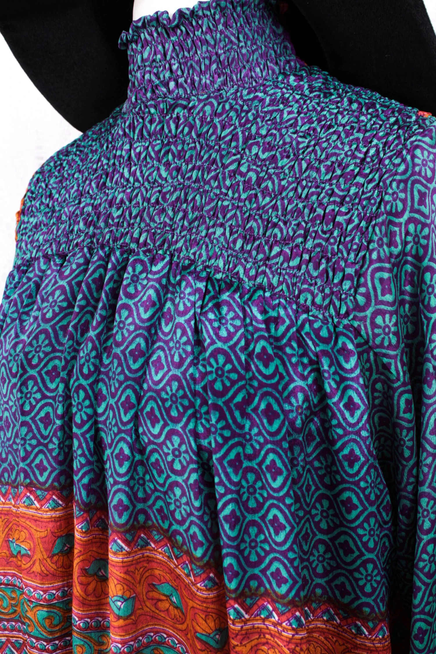 Mona Maxi Dress - Vintage Indian Sari - Violet, Turquoise & Peach Nouveau - Free Size 3 Mona Maxi Dress - Vintage Indian Sari - Violet, Turquoise & Peach Nouveau - Free Size - Image 3