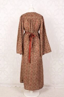 Stevie Maxi Dress - Vintage Indian Sari - Ivory, Red & Olive Floral Paisley - XS -KIKIS Clothing Shop IMG 6916 3e198aef a3ad 4a9c 84db 55d5d1e54ad3