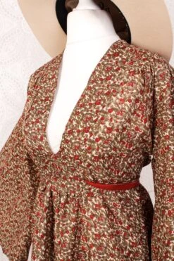 Stevie Maxi Dress - Vintage Indian Sari - Ivory, Red & Olive Floral Paisley - XS -KIKIS Clothing Shop IMG 6921 04af89d1 2115 4b7e b163 73dbe61e7f9d