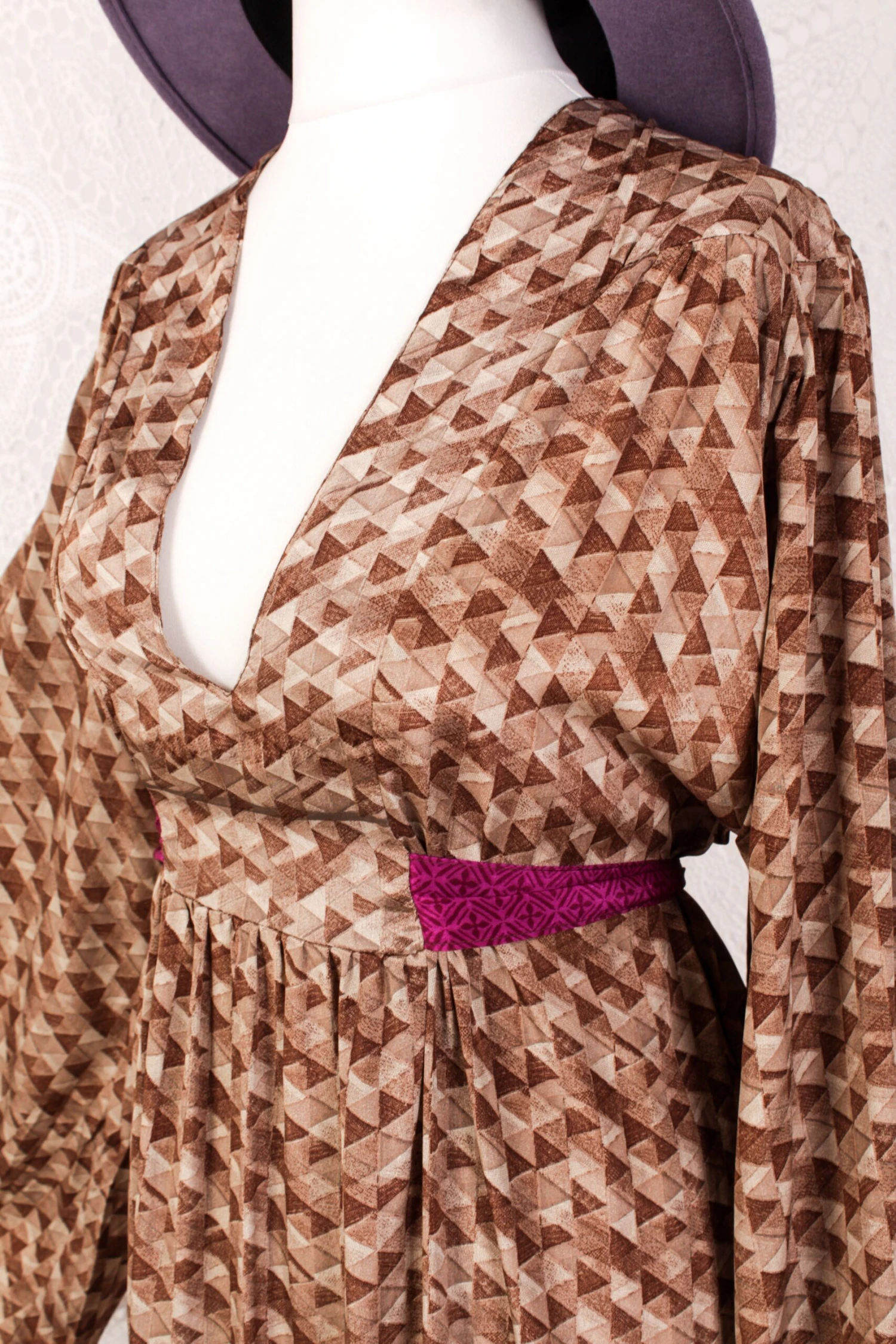 Stevie Maxi Dress - Vintage Indian Sari - Earth Tones & Crushed Blueberry - XL 3 Stevie Maxi Dress - Vintage Indian Sari - Earth Tones & Crushed Blueberry - XL - Image 3