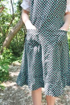 70s Vintage Dress - Blue & Black Floral Pinafore Dress - S 14 70s Vintage Dress - Blue & Black Floral Pinafore Dress - S -KIKIS Clothing Shop IMG 7500 2