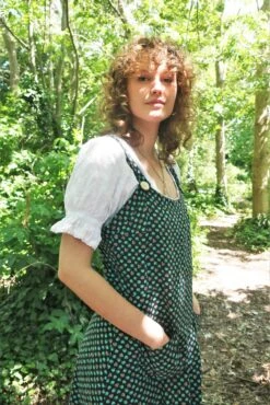 70s Vintage Dress - Blue & Black Floral Pinafore Dress - S 11 70s Vintage Dress - Blue & Black Floral Pinafore Dress - S -KIKIS Clothing Shop IMG 7501 2