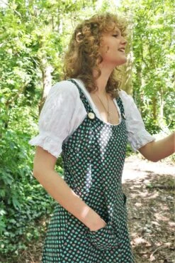 70s Vintage Dress - Blue & Black Floral Pinafore Dress - S 12 70s Vintage Dress - Blue & Black Floral Pinafore Dress - S -KIKIS Clothing Shop IMG 7502 2