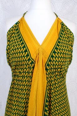 Blossom Halter-Neck Maxi Dress - Yellow & Dark Green Floral Sari (Free Size) 6 Blossom Halter-Neck Maxi Dress - Yellow & Dark Green Floral Sari (Free Size) -KIKIS Clothing Shop IMG 8071