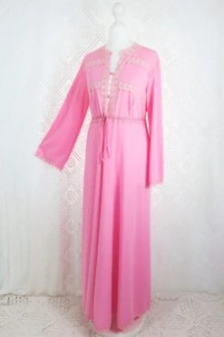 Vintage Ballet Pink Sheer Lacy Nighty Dress - Size M/L