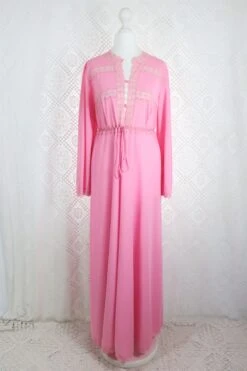 Vintage Ballet Pink Sheer Lacy Nighty Dress - Size M/L -KIKIS Clothing Shop IMG 8192