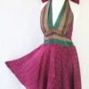 Sydney Mini Halter Dress - Plum & Pine Vintage Indian Sari - XS - S