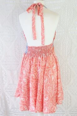 Sydney Mini Halter Dress - Peachy Keen Vintage Indian Sari - XS - M 7 Sydney Mini Halter Dress - Peachy Keen Vintage Indian Sari - XS - M -KIKIS Clothing Shop IMG 8269 2