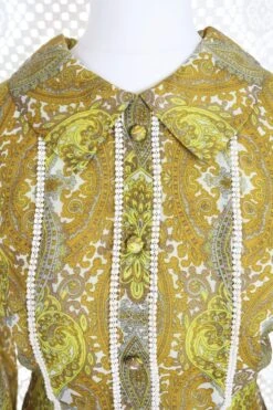 Vintage 60s Boho Mini Dress - Bright Yellow & Gold Paisley - Size XXS -KIKIS Clothing Shop IMG 8281