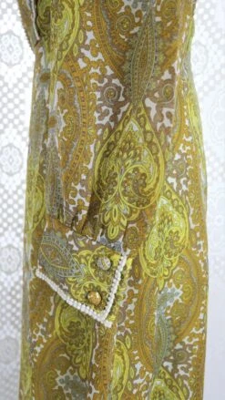 Vintage 60s Boho Mini Dress - Bright Yellow & Gold Paisley - Size XXS -KIKIS Clothing Shop IMG 8285