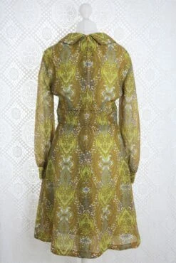 Vintage 60s Boho Mini Dress - Bright Yellow & Gold Paisley - Size XXS -KIKIS Clothing Shop IMG 8288 4c3c25f2 8b62 4f5f 9c53 6990aa62e37f