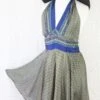 Sydney Mini Halter Dress - Fawn & Navy Vintage Indian Sari - XXS - S