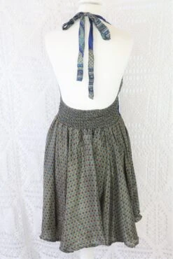 Sydney Mini Halter Dress - Fawn & Navy Vintage Indian Sari - XXS - S -KIKIS Clothing Shop IMG 8308 2 ba31e7c3 60b6 469a b3c7 e4144a3cf0d6