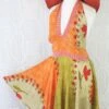 Sydney Mini Halter Dress - Lime & Orange Vintage Indian Sari - XS - M