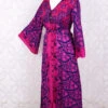 Jasmine Maxi Dress - Purple & Hot Pink Vintage Sari - Size XS