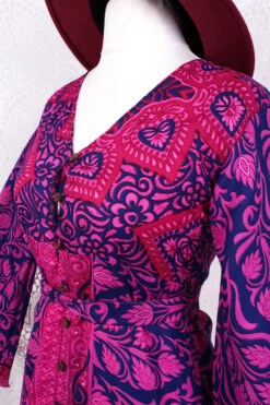 Jasmine Maxi Dress - Purple & Hot Pink Vintage Sari - Size XS -KIKIS Clothing Shop IMG 8681 cf95ea2a 06cd 4229 be87 b09678284134