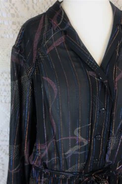 Vintage Midi Dress - Sheer Black Abstract With Metallic Thread - Free Size -KIKIS Clothing Shop IMG 8721 2