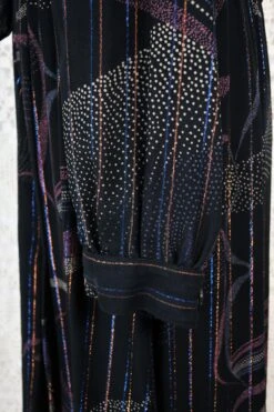 Vintage Midi Dress - Sheer Black Abstract With Metallic Thread - Free Size -KIKIS Clothing Shop IMG 8726 2