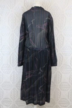 Vintage Midi Dress - Sheer Black Abstract With Metallic Thread - Free Size -KIKIS Clothing Shop IMG 8728 2