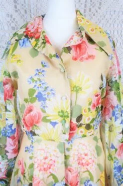 Vintage Maxi Dress - Sheer Daffodil & Bright Spring Florals - Size S -KIKIS Clothing Shop IMG 8730 2