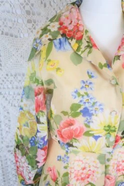Vintage Maxi Dress - Sheer Daffodil & Bright Spring Florals - Size S -KIKIS Clothing Shop IMG 8731 2