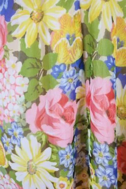 Vintage Maxi Dress - Sheer Daffodil & Bright Spring Florals - Size S -KIKIS Clothing Shop IMG 8732 2
