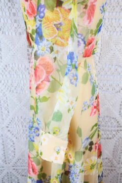 Vintage Maxi Dress - Sheer Daffodil & Bright Spring Florals - Size S -KIKIS Clothing Shop IMG 8734 2