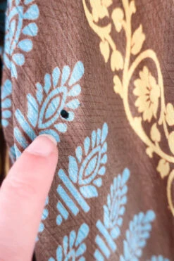 Rosemary Maxi Dress -Vintage Indian Sari - Cedar, Sun & Sky Graphic Print - Size L 10 Rosemary Maxi Dress -Vintage Indian Sari - Cedar, Sun & Sky Graphic Print - Size L -KIKIS Clothing Shop IMG 8753