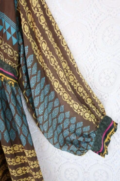Rosemary Maxi Dress -Vintage Indian Sari - Cedar, Sun & Sky Graphic Print - Size L 11 Rosemary Maxi Dress -Vintage Indian Sari - Cedar, Sun & Sky Graphic Print - Size L -KIKIS Clothing Shop IMG 8754