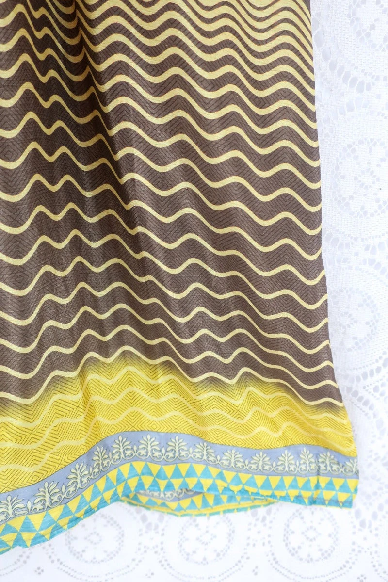 Rosemary Maxi Dress -Vintage Indian Sari - Cedar, Sun & Sky Graphic Print - Size L 6 Rosemary Maxi Dress -Vintage Indian Sari - Cedar, Sun & Sky Graphic Print - Size L - Image 6