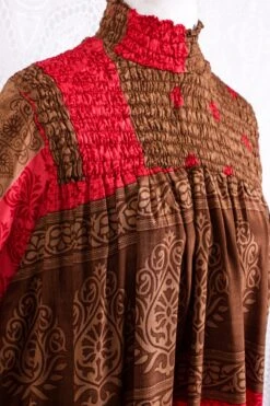 Mona Mini Dress - Vintage Indian Sari - Rose & Clay Ornate Floral - Free Size -KIKIS Clothing Shop IMG 8756 40a653b8 94b7 4f98 8b7c 4d9c135c4f10