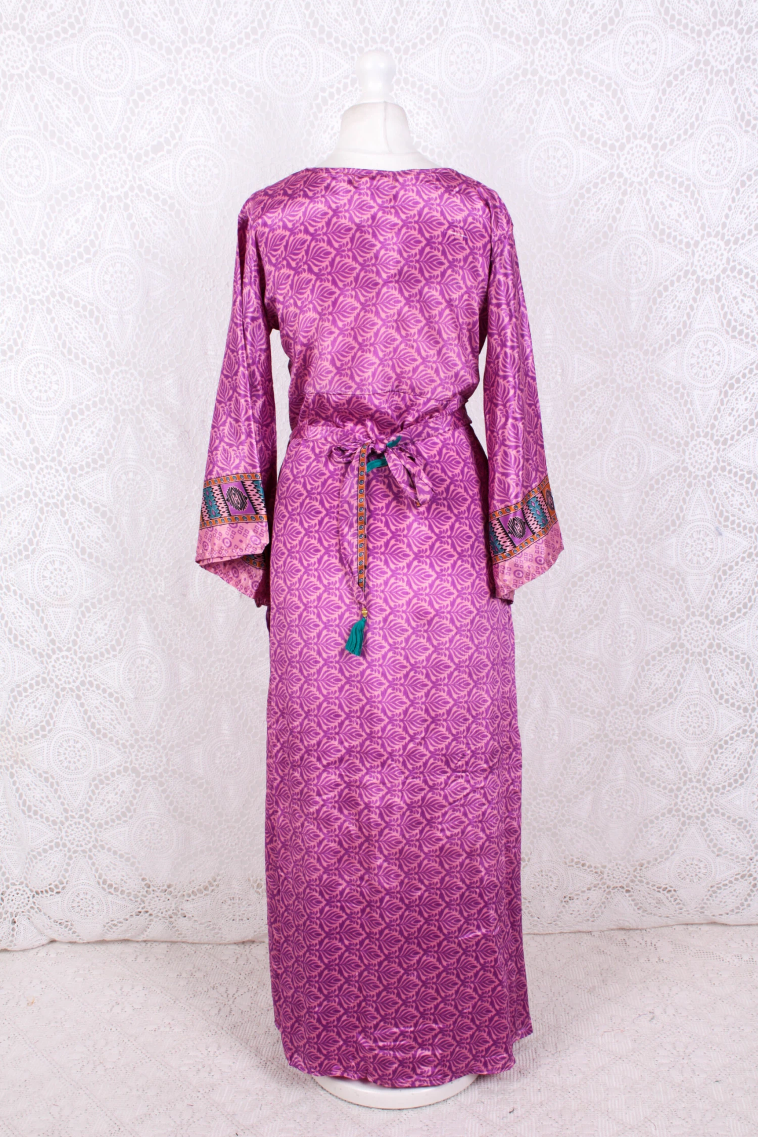 Jasmine Maxi Dress - Pink & Purple Vintage Sari - Size S/M 4 Jasmine Maxi Dress - Pink & Purple Vintage Sari - Size S/M - Image 4