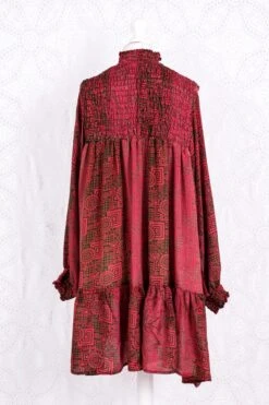 Mona Mini Dress - Vintage Indian Sari - Punch & Emerald Bold Paisley - Free Size -KIKIS Clothing Shop IMG 8845 be89abc0 d3a5 41bb b96f 66b8ae1b664c