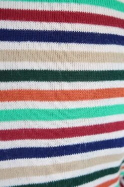 Vintage Housecoat / Wrap Dress - Green & Colourful Stripes - Size XS/S -KIKIS Clothing Shop IMG 8920b