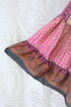 Cherry Midi Dress - Vintage Indian Sari - Pink & Earth Toned Patchwork - Free Size S/M 7 Cherry Midi Dress - Vintage Indian Sari - Pink & Earth Toned Patchwork - Free Size S/M -KIKIS Clothing Shop IMG 9738 2