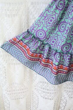 Cherry Midi Dress - Vintage Indian Sari - Seafoam, Sienna & Violet Tile Print - Free Size 7 Cherry Midi Dress - Vintage Indian Sari - Seafoam, Sienna & Violet Tile Print - Free Size -KIKIS Clothing Shop IMG 9754 2