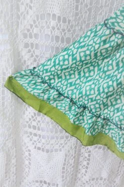 Cherry Midi Dress - Vintage Indian Sari - Sea Green & Lime Tile Print - Free Size -KIKIS Clothing Shop IMG 9762 2