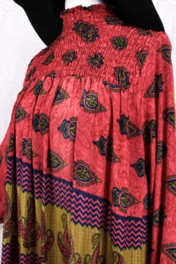 Mona Maxi Dress - Vintage Indian Sari - Watermelon Pink & Blue - Free Size -KIKIS Clothing Shop IMG 9778 b63e5a7b 477f 4bbd 8418 c25789963873