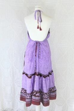 Cherry Midi Dress - Vintage Indian Sari - Lilac, Wine & Umber Bold Floral - Free Size 6 Cherry Midi Dress - Vintage Indian Sari - Lilac, Wine & Umber Bold Floral - Free Size -KIKIS Clothing Shop IMG 9783 2