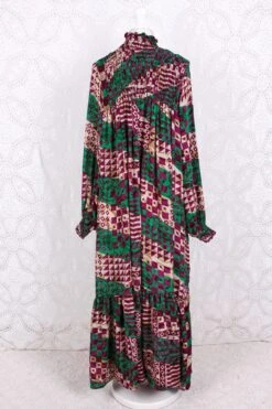 Mona Maxi Dress - Vintage Indian Sari - Purple, Green & Gold - Free Size -KIKIS Clothing Shop IMG 9834 85a7efc5 71e9 4ea3 991a f4de17b6e679