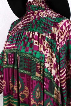 Mona Maxi Dress - Vintage Indian Sari - Purple, Green & Gold - Free Size -KIKIS Clothing Shop IMG 9839 bcf9aa02 5bd4 4c4a 9d5e 88fcac3b60a4