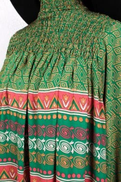 Mona Maxi Dress - Vintage Indian Sari - Emerald & Gold Graphic - Free Size -KIKIS Clothing Shop IMG 9847 d23314d5 1b4f 4d48 b980 8c651592c4d4