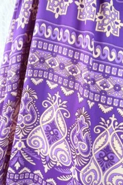 Cherry Maxi Dress - Vintage Indian Sari - Deep Orchid & Iris Paisley Nouveau - Free Size -KIKIS Clothing Shop IMG 9880 3cfa8a33 fd66 4838 a59d c22f80ee7909