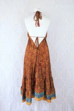 Blossom Midi Halter Dress - Vintage Indian Sari - Burgundy, Seafoam & Plum Motif - Free Size 7 Blossom Midi Halter Dress - Vintage Indian Sari - Burgundy, Seafoam & Plum Motif - Free Size -KIKIS Clothing Shop IMG 9896 2