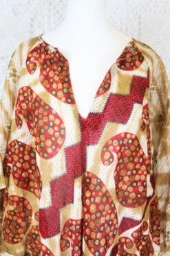 Goddess Dress - Vintage Indian Cotton - Ruby & Beige Paisley - Free Size -KIKIS Clothing Shop IMG 9936 b6337847 eb09 4262 91cb b87aaa59f662